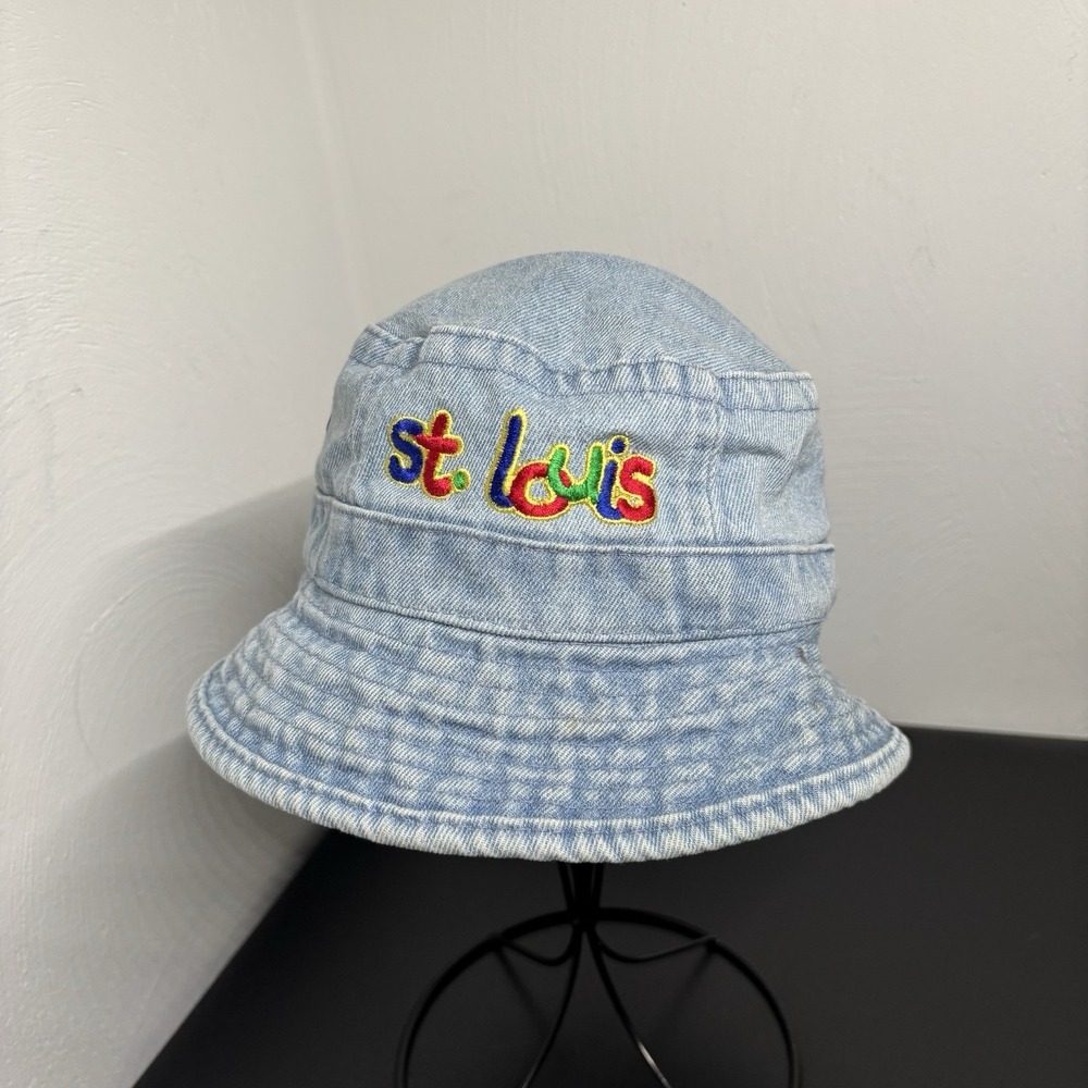 Y2K Youth Bucket Hat Denim St.Louis Light Wash‎ Casual Sportcap One Size